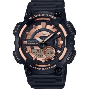 Casio Analog-Digital AEQ110W-1A3V Casio Herr Svarta Rosa Guld | HWSDP-8934