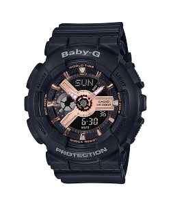 Casio BA110RG-1A Baby-G Dam Svarta Rosa Guld | YICOW-7826