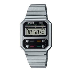 Casio Vintage Stainless Steel A100WE-1AVT Casio Herr Grå Silver | DUJGA-2971